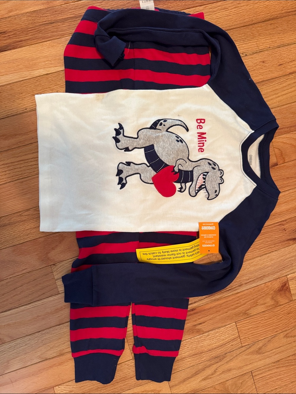 Gymboree Navy, Red & Cream Dinosaur 'Be Mine' Pajama Set